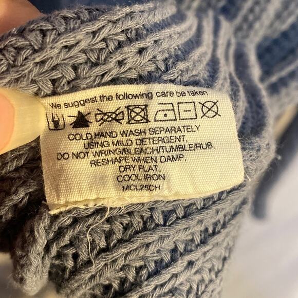 Mctavish Womens Large Knit Sweater Linen Organic Cotton Blue - Picture 7 of 7